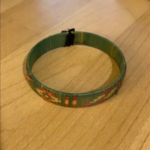 Green and Pink Straw Bracelet